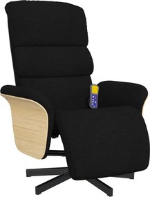 vidaXL Πολυθρόνα Μασάζ Ανακλινόμενη με Υποπόδιο Μαύρη Υφασμάτινη