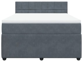 Κρεβάτι Boxspring με Στρώμα Σκούρο Γκρι 140x190 εκ. Βελούδινο - Γκρι