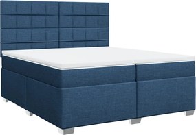 vidaXL Κρεβάτι Boxspring με Στρώμα Μπλε 200x200 εκ. Υφασμάτινο
