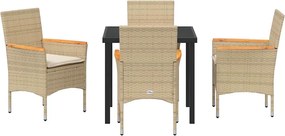 vidaXL Σέτ φαγητού για κήπο 5 pcs Μπεζ συνθετικό ρατάν