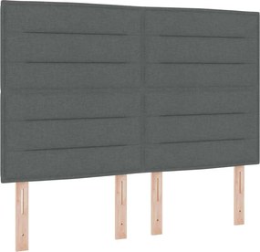 vidaXL LED Κρεβάτι με βάθρο Σκούρο Γκρι 140 x 200 cm ύφασμα