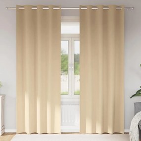 vidaXL Κουρτίνες με κουρτίνες 2 pcs Κρεμ 245 x 140 εκ. Πολυεστέρας