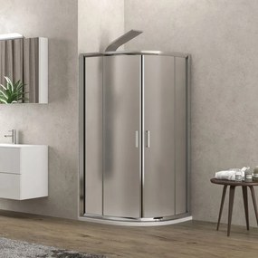 Karag New Flora 200 Καμπίνα Ντουζιέρας Ημικυκλική με fabric κρύσταλλο &amp; Συρόμενη Πόρτα 90x90x180cm Χρωμέ