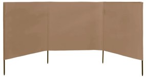 vidaXL Προστατευτικό Αέρα με 3 Πάνελ Χρώμα Taupe 400 x 120 εκ. Ύφασμα