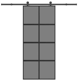 vidaXL Συρόμενη πόρτα με σετ υλικού 90x205 cm από γυαλί και αλουμίνιο