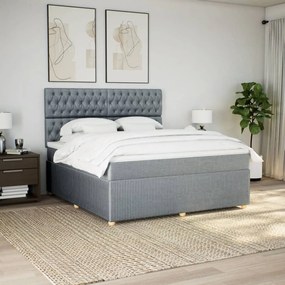 vidaXL Κρεβάτι Boxspring με Στρώμα Ανοιχτό Γκρι 180x200 εκ. Υφασμάτινο