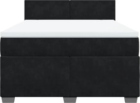 vidaXL Κρεβάτι Boxspring με Στρώμα Μαύρο 160x200 εκ. Βελούδινο