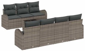 vidaXL Σετ Καναπέ Κήπου 8 pcs Γκρι Πολυεστέρας, Ρατάν και Γυαλί