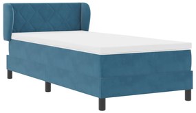 vidaXL Κρεβάτι Box Spring με Στρώμα  Μπλε Σκούρο 100x200 εκ Βελούδο