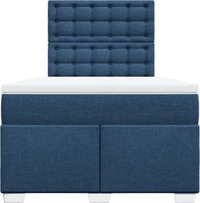 vidaXL Κρεβάτι Boxspring με Στρώμα Μπλε 120x200 εκ. Υφασμάτινο