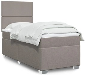 vidaXL Κρεβάτι Boxspring με Στρώμα Taupe 90x190 εκ.Υφασμάτινο