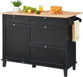VEVOR Kitchen Island Cart Storage Cabinet Serving with Drawer &amp; Trash Cabinet