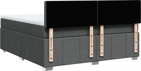 vidaXL Κρεβάτι Boxspring με Στρώμα Σκούρο Γκρι 180x200 εκ Υφασμάτιν