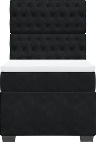 vidaXL Κρεβάτι Boxspring με Στρώμα Μαύρο 90x190 εκ. Βελούδινο