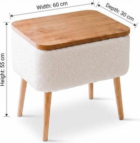Κομοδίνο Λευκό / Φυσικό MIVANAL 60x30x55