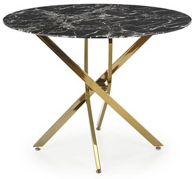 Τραπέζι Houston 1538, Χρυσό, Μαύρο μάρμαρο, 75cm, 26 kg, Επεξεργασμένο γυαλί, Μέταλλο | Epipla1.gr