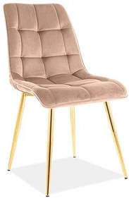Επενδυμένη καρέκλα ύφασμιμι Chic 50x43x88 χρυσός/μπεζ βελούδο DIOMMI CHICVZLBE