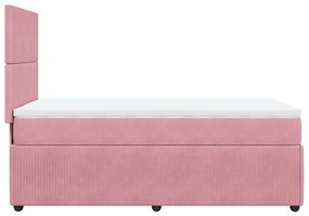 vidaXL Κρεβάτι Boxspring με Στρώμα Ροζ 100x200 εκ. Βελούδινο