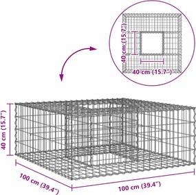 vidaXL Ανασηκωμένο κρεβάτι gabion Ασημί