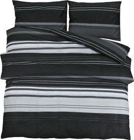 vidaXL Σετ Παπλωματοθήκης Μαύρο και Λευκό 260x220 εκ. Βαμβακερό