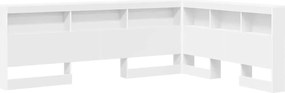 vidaXL Κεφαλάρι Αποθήκης με ράφι Λευκό 135 cm Επεξεργασμένο ξύλο
