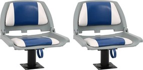 vidaXL Κάθισμα Σκάφους Πτυσσόμενο 4 τεμ. Μπλε/Λευκό 48x51x41 εκ.