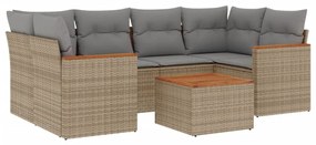 vidaXL Σετ Καναπέ Κήπου 7 τεμ. Μικτό Μπεζ Συνθετικό Ρατάν &amp; Μαξιλάρια