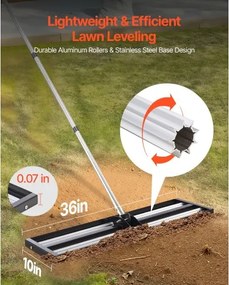 VEVOR 36x10in Lawn Leveling Rake with 83.9 in Adjustable Handle for Yard Garden