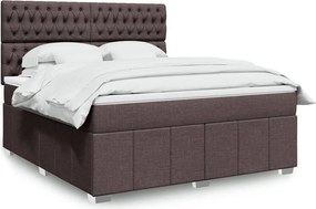 vidaXL Κρεβάτι Boxspring με Στρώμα Σκούρο Καφέ 180x200 εκ Υφασμάτινο