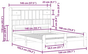 ΚΡΕΒΑΤΙ ΒΙΒΛΙΟΘΗΚΗ ΧΩΡΙΣ ΣΤΡΩΜΑ 140X190 ΕΚ ΜΑΣΙΦ ΞΥΛΟ ΠΕΥΚΟΥ 3308895