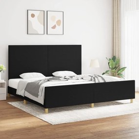 Πλαίσιο Κρεβατιού με Κεφαλάρι Μαύρο 200x200 εκ. Υφασμάτινο