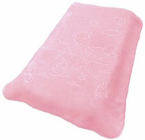 Κουβέρτα Κούνιας Βελουτέ Polyester 110x140εκ. Bicycle Bear 17 Pink DimCol