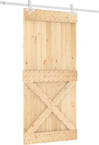 vidaXL Συρόμενη Πόρτα Φυσικό και Λευκό 95 x 210 cm