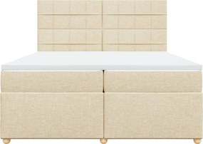 vidaXL Κρεβάτι Boxspring με Στρώμα Κρεμ 200x200 εκ. Υφασμάτινο