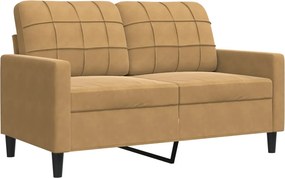 vidaXL Πολυθρόνες Σετ 2 Τεμαχίων Καφέ από Βελούδο με Μαξιλάρια