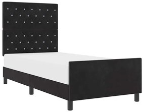 vidaXL Σκελετός Κρεβατιού με κεφαλάρι Μαύρο 90 x 190 cm Βελούδο