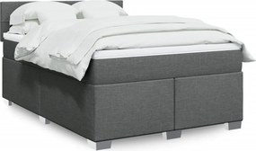 vidaXL Κρεβάτι Boxspring με Στρώμα Σκούρο Γκρι 160x200 εκ Υφασμάτινο