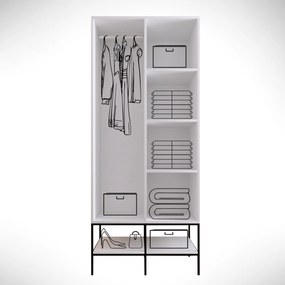 Διφυλλη Ντουλαπα Λευκο/Μαυρο/Χρυσο MARTIN 50x84x200