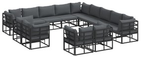 vidaXL Σετ Καναπέ Κήπου 13 pcs Μαύρο 353 x 353 x 71 εκ. Αλουμίνιο
