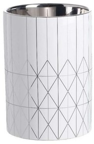 Κασπώ Geometric 8042 16x16x22cm White-Silver Artekko Κεραμικό
