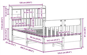 Σκελετός Κρεβατιού Χωρίς Στρώμα 120x200 εκ Μασίφ Ξύλο Πεύκου - Καφέ