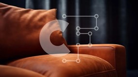 Intra Συλλεκτικό Ξύλινο Παζλ Plywood 4mm - Καφέ δερμάτινος καναπές με φόντο σκούρο κουρτίνα Σε Ξύλινο Κουτί - Διαστάσεις Puzzle: 10x10 cm – 25 κομμάτια