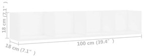vidaXL Ράφι Τοίχου για CD Λευκό 100 x 18 x 18 εκ. από Επεξ. Ξύλο