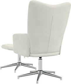 vidaXL Πολυθρόνα Relax Λευκό Κρεμ Βελούδινη με Σκαμπό
