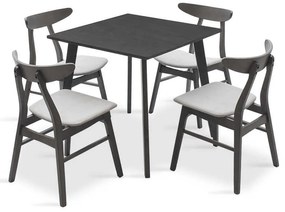 Tραπεζαρία Benson - Orlean pakoworld σετ 5τμχ rustic grey - ύφασμα γκρι 80x80x75εκ