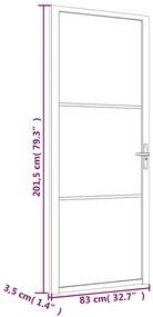 vidaXL Εσωτερική Πόρτα 83 x 201,5 εκ. Μαύρο Ματ Γυαλί και Αλουμίνιο
