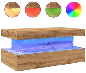 vidaXL Τραπεζάκι Σαλονιού με LED Αρτισιανή Δρυς 90 x 50 x 40 εκ.