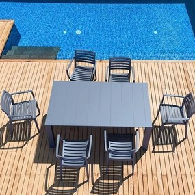 Τραπεζαρία Vegas Artemis 20.9982 (Σετ 7τμχ) 100X180-220cm Dark Grey 6 Θέσεων