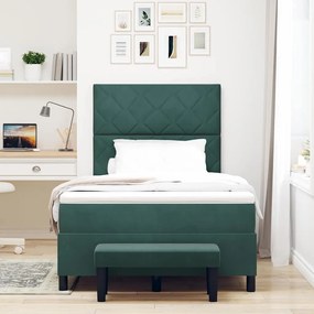 vidaXL Κρεβάτι με ελατήρια Σκούρο πράσινο 120 x 200 cm Βελούδο