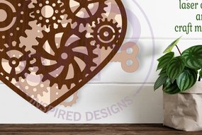 Intra απο ξύλο plywood 3mm-4mm πάχος – Steampunk Heart Layered Cut out Wall Art Δίασταση 40x30 cm INTRAFABR-108200578